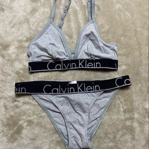 Calvin Klein grey sparkle bra and underwear set